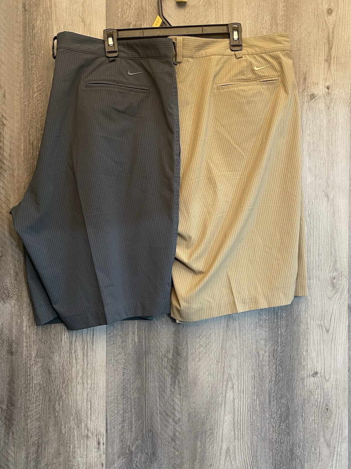 Nike Golf FITDRY Shorts Bundle Men’s Size 42 Lot of 2 Green/Tan Pin Stripes image 2