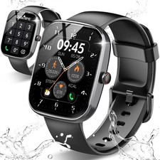 Smart Watch HD Screen 1.91in Heart Sleep Step Monitor Android iOS Black Activity