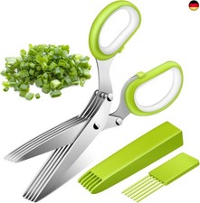 Kräuterscheren, Edelstahl Küchenschere 5 Klingen, Schnittlauchschere mit R