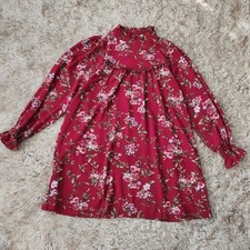 Forever 21 With Purpose Long Sleeve Mock Neck Floral Mini Dress Red Small