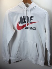 Nike Baseball Hoodie Men  s Small White Swoosh Pullover Fleece