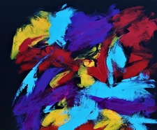 A.Z. Davis 40 x 30" Original Acrylic Painting Canvas Modern Abstract Art Black