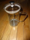 French Press Glass With Glass Handle & Glass Lid Coffee Tea 7" High x 4" Wide — photo 1