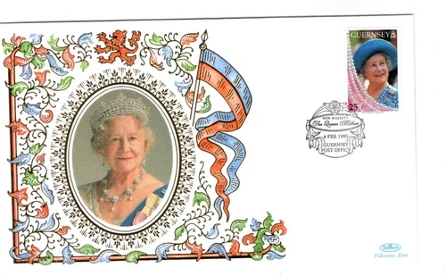 1999 GUERNSEY - THE QUEEN MOTHER - BENHAM SILK FDC FROM COLLECTION A12