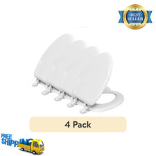 4-Pack Mainstays Elongated Toilet Seat, White, Easy Install, Durable Plastic