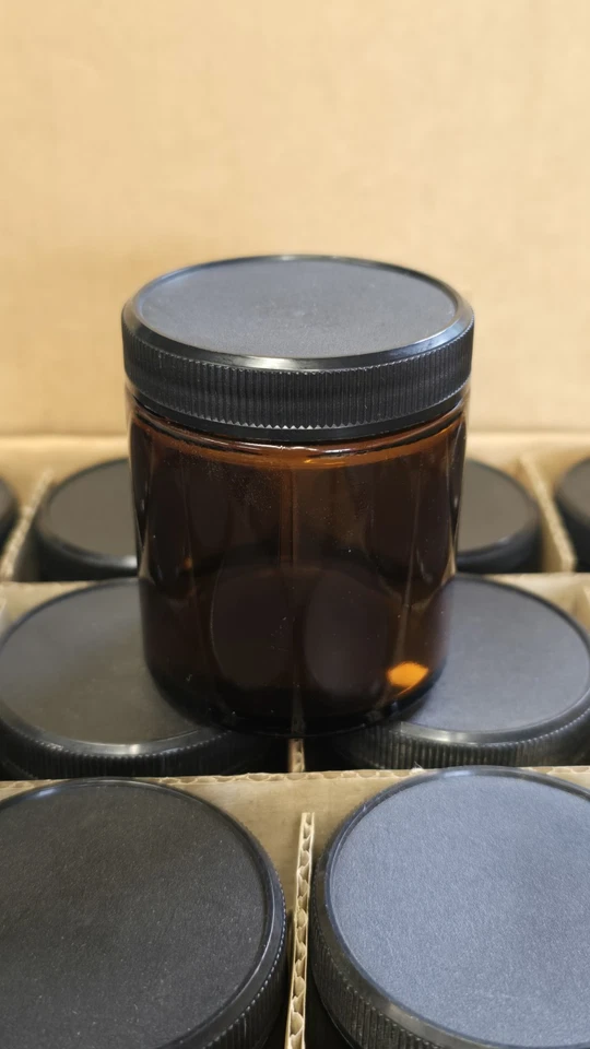 Versatile 4oz Amber Glass Jars with Secure Plastic Black Lids 24pc - Image 3 of 4