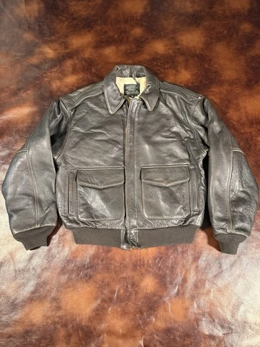 Avirex Type A-2 Flight Leather Bomber Jacket Mens L Authentic Vintage 80s/90s - product listing photo