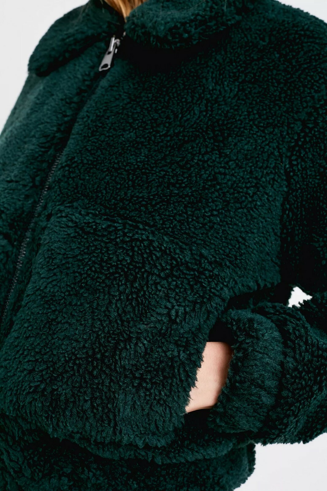 Urban Outfitters Green Crop Teddy Jacket Size XS-TP (SOLD OUT ONLINE) image 4
