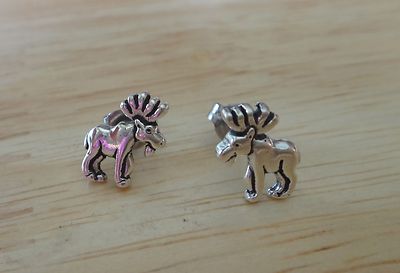 Sterling Silber 10x7 mm kleine 3D detaillierte Elch Ohrstecker!