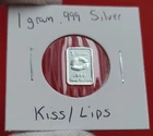 KISS / LIPS 💋 - 1 Gram .999 Fine Pure Silver Bullion Mini Art Proof Bar Ingot