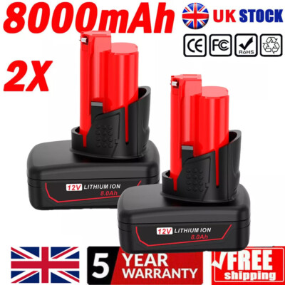 2 x M12 reserveaccu voor Milwaukee