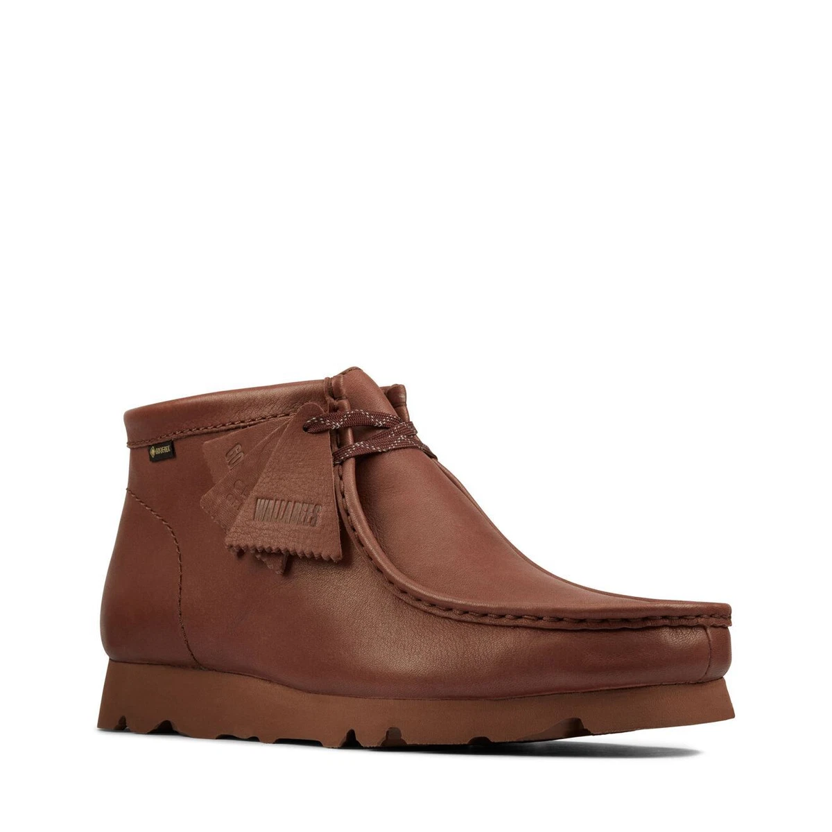 BNIB Mens Clarks Originals WALLABEE BT GTX Dark Tan Leather Boots 