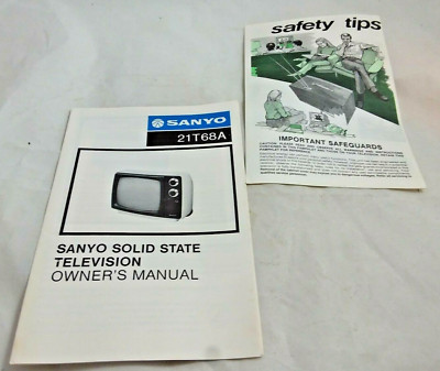 Sanyo Solid State Television Owner's Manual Vintage Safety Tips Sanyo 21T68A