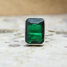 Green Onyx Solid 925 Sterling Silver Statement Handmade Women Ring All Size M577