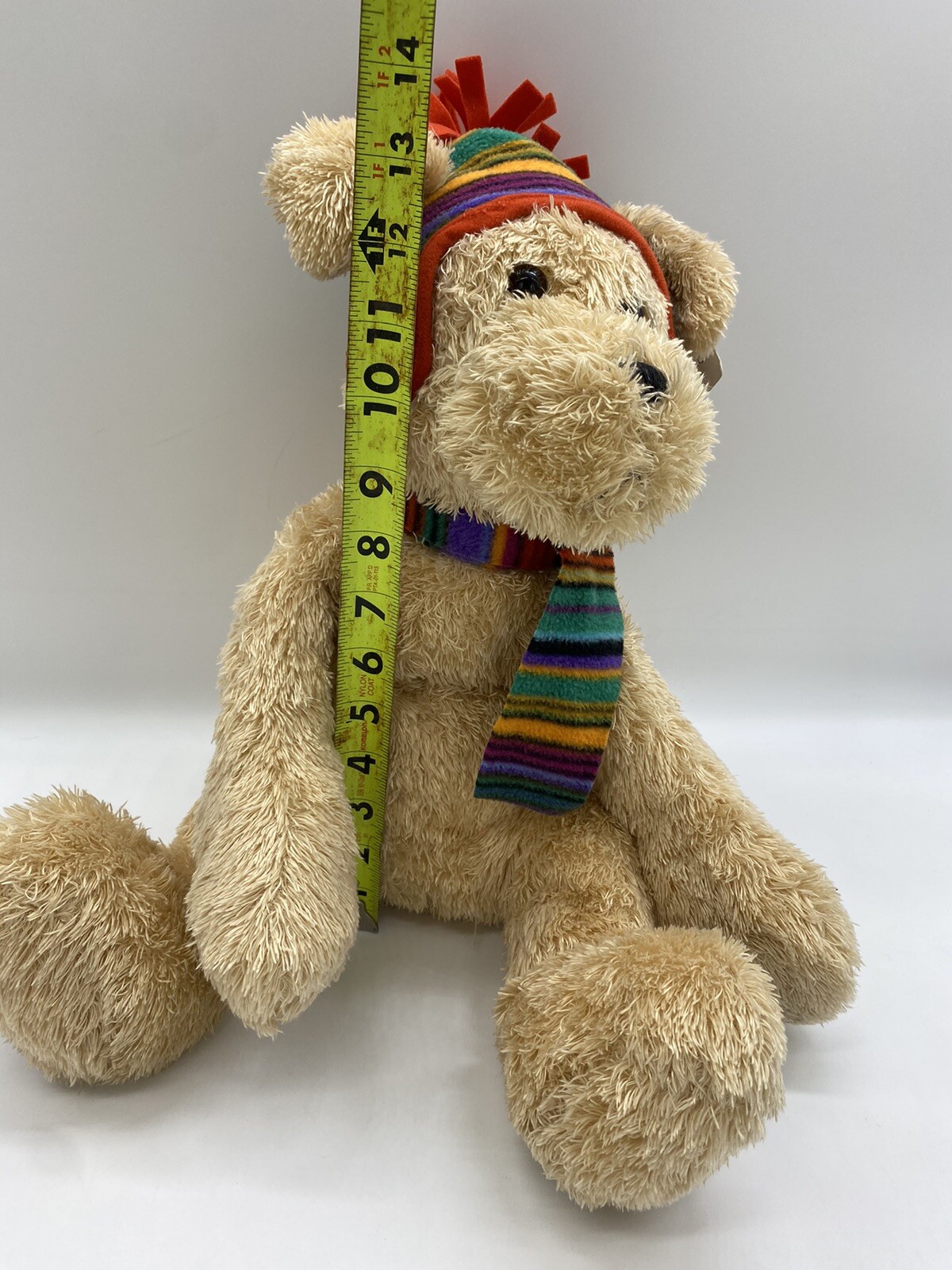 Gund Dog Plush Ben Stuffed Animal Toy Yellow Lab Retriever Striped Hat Scarf