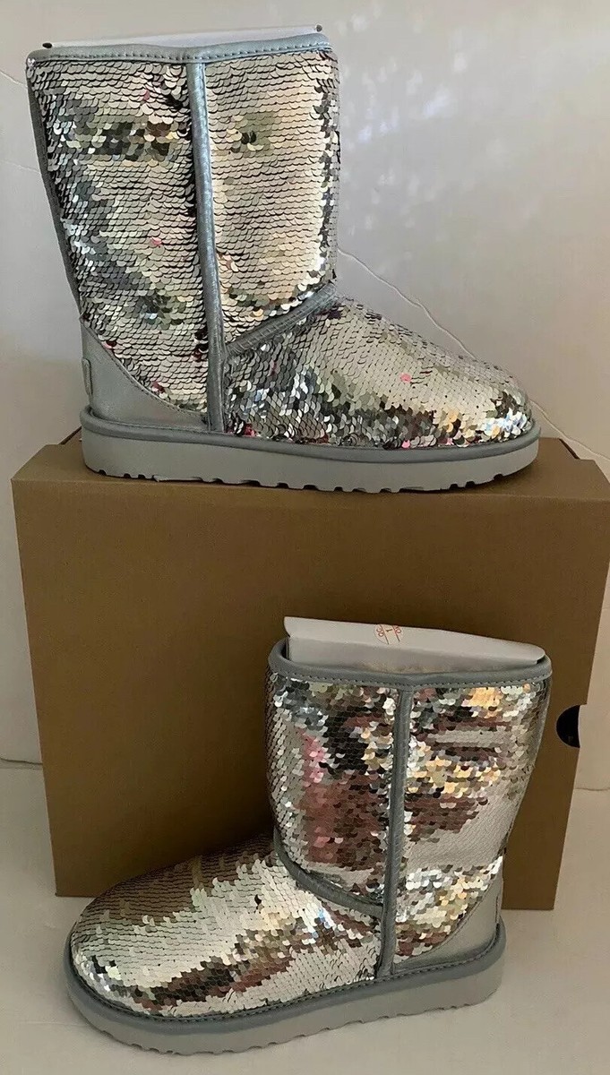Buy UGG Australia Classic Short Sequin BOOTS 1094982 Silver Pink