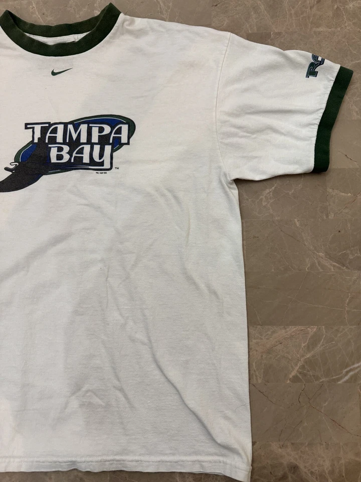 Camisa De Colección Rara Nike Tampa Bay Devil Rays Logo Antiguo Y2K Grande Centro Swoosh Foto 3 de 4