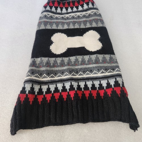 Simply Dog Dog Sweater Small Black, Red, Grey, Bone On Back - Picture 2 of 8
