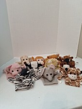 Lot Of 11 Animal Hand Puppets Pig Cow Giraffe Donkey Lion Tiger Zebra More