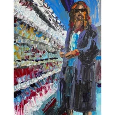 Original Dude in Grocery Stor Big Lebowski Palette Knife Impasto Art Painting