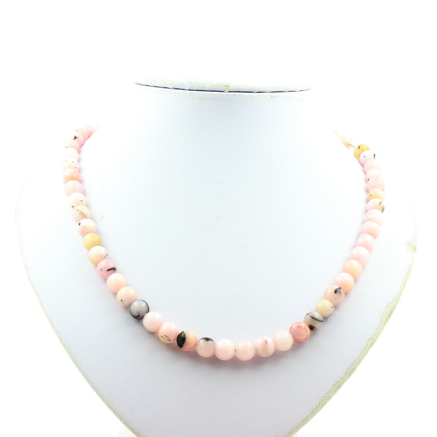 Collier Opale Rose 8 mm Anti-Allergie Chaîne en Acier Inoxydable Robuste