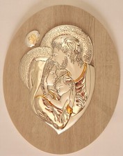 NOZZE D'ORO 50° ANNIVERSARIO DI MATRIMONIO QUADRO SACRA FAMIGLIA ARGENTO cm29x23