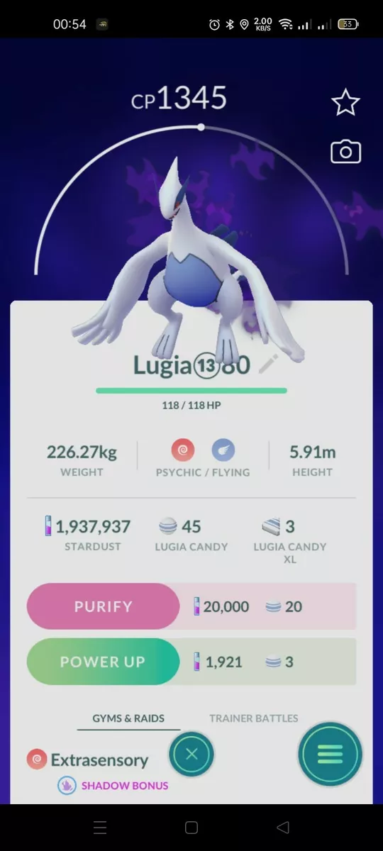 Shadow Lugia Pokemon Trade Go