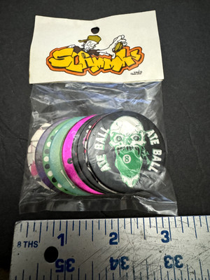 VINTAGE 1990S NOS 10 ASSORTED POGS CAPS MILKCAPS *POISON/EIGHTBALL* #4501FC