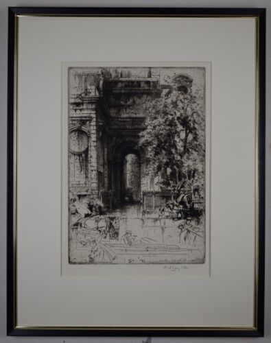 St Magnus the Martyr London. Signed Etching by listed artist Hedley Fitton, 1926