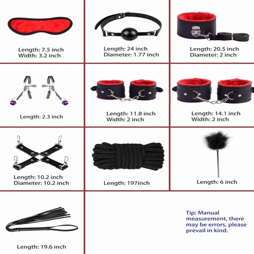 10pc Juguetes Eroticos Sexuales Para Adultos Conjunto De Esposas Cuerda Latigo - Picture 6 of 21