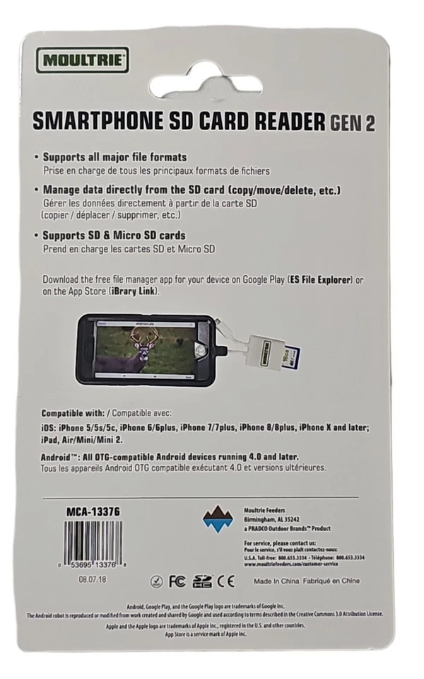 Moultrie Smartphone SD Card Reader | Gen2 | Supports SD & Micro SD Cards - Image 2 of 2