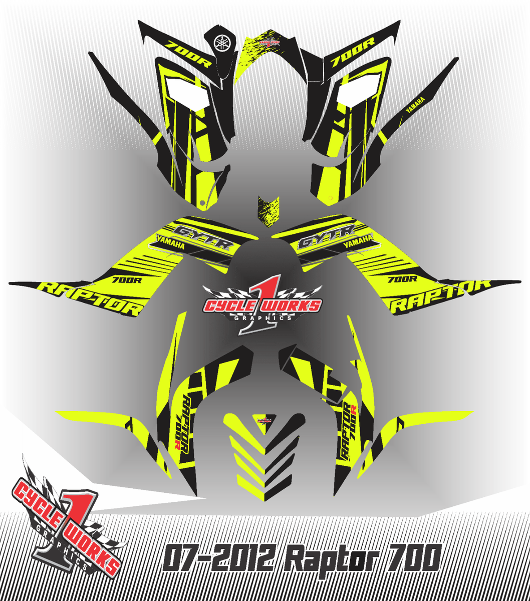 Kit Autocollants Yamaha Raptor 700 – 2006 à 2013, Design Graphique, Neuf Garantie 60 Jours