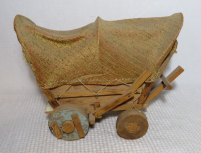 Vintage Wooden Covered Wagon Model Conestoga Cowboy Western Handmade ...