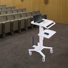 Mobile Computer Cart Medical Rolling PC Stand Desk Workstation Wheel Adjustable