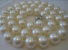 Beautiful 10mm South Sea Freshwater White Shell Pearl Round Beads Necklace 18''