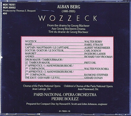 2 CDs Berg WOZZECK Paris National Opera Orchestra Boulez Berry Strauss (C1294) - Bild 2 von 3