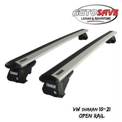 Thule Aluminium WingBar Evo Silver Roof Bar Set to fit VW Sharan 10-21 Open Rail