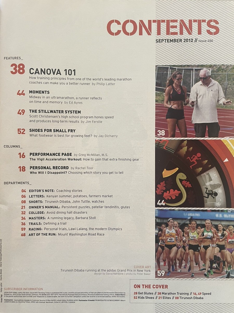 Marathon Runners Renato Canova Marathon Training 2012 Running Times  Magazine September Tirunesh Dibaba, Renato Canova