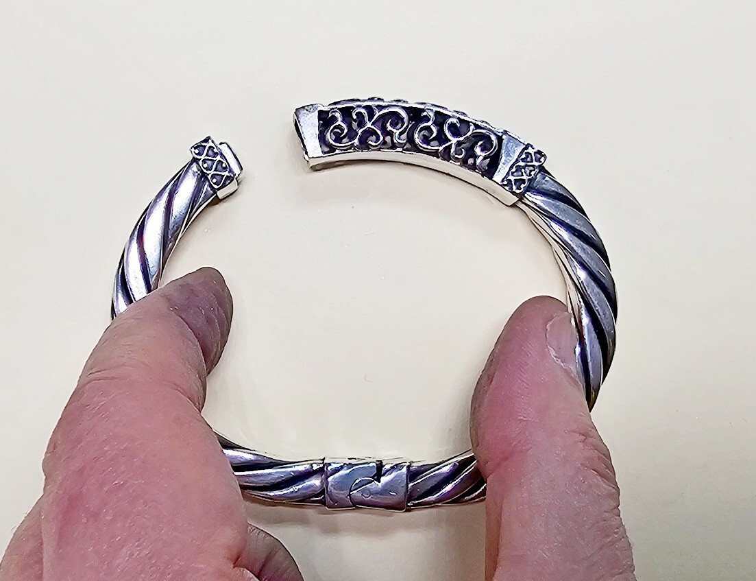 アクセサリー Vintage Silver Twist Bar Bangle 925 Vintage 925 Sterling Silver Interlocking Twist Design Stack