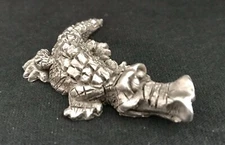 Pewter Cute Funny Alligator Florida Gator Silver Metal Statue Figurine O