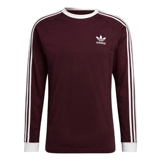 Adidas Originals 3-Stripe Long Sleeve T-Shirt Shadow Maroon/White
