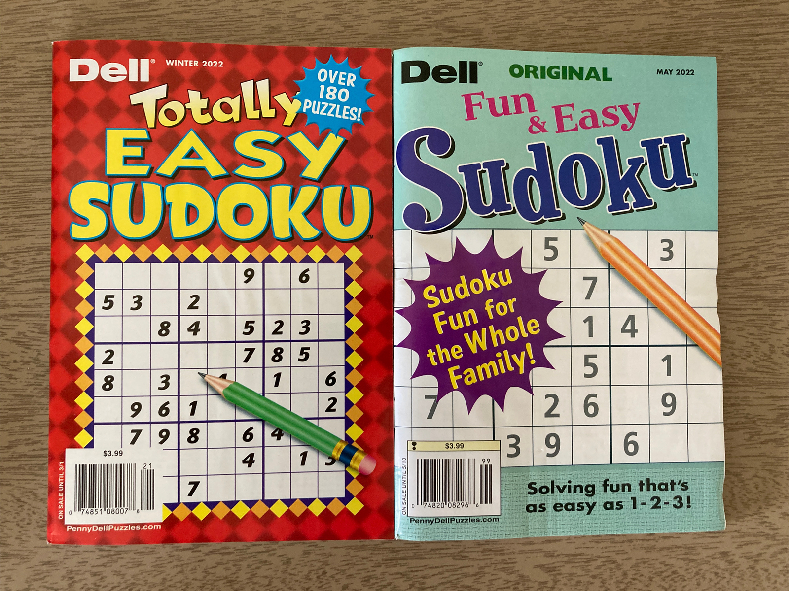 Lot Of 2 New Dell Fun And Easy Totally Easy Sudoku Puzzle Books Puzzles 