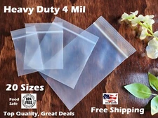 Clear Reclosable Zip Seal Top Lock 4Mil Heavy Duty Bags Plastic 4 Mil Baggies