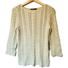 VTG Lauren Ralph Lauren Women  s M Cable Knit Sweater Green Cotton NWT