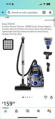 BRAND NEW Vacuum Cleaner, 1600W Cyclon Power Bagless Canister Vacuum Cleaner