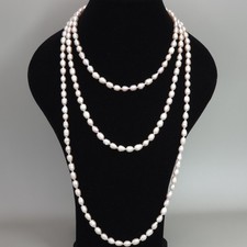 Opera Length Freshwater Baroque Pearl Necklace 64" Hand Knotted Peaches  Cream