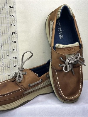 Sperry Top-Sider Boat Shoes Size Youth 7 M Original Brown Tan Leather YB46122A - Image 1 of 4