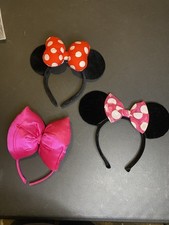 Disney Minnie Mouse Girls Headband Set Bow Accent Red Pink Polka Dot 3 Pack