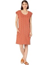 Toad & Co Rufflita Dress Womens Small Orange Flutter Sleeve Cotton Shift