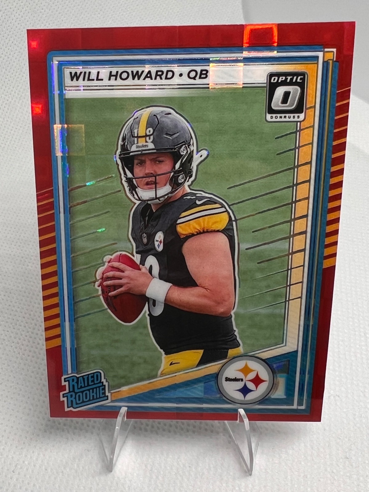 2025 Panini Donruss - Will Howard #309 Optic Preview Red Pandora Prizm (RC)